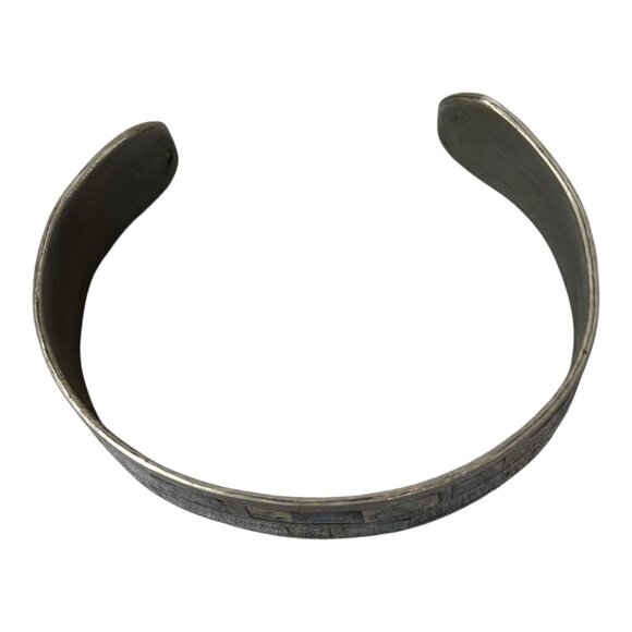 Vintage Abalone Shell & Metal Alpaca Inlaid Southwest Mosaic Cuff Bracelet 7.5” - Picture 6 of 7